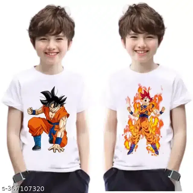 Half Sleeves Printed T-Shirt for Boys (Pack of 2) (White, 30)