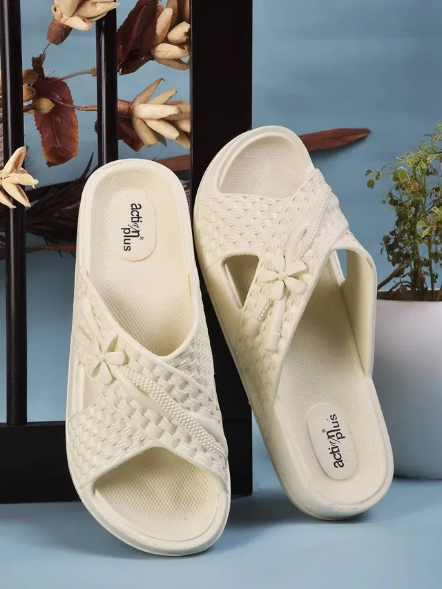 action Casual Sliders for Women (Beige, 5)