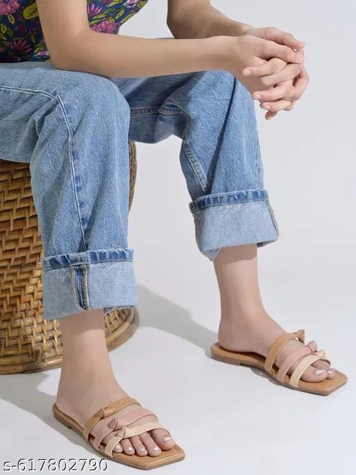 Shoetopia Beige Solid Sandals (IND-7)