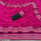 Georgette Solid Saree For Women, Pink
