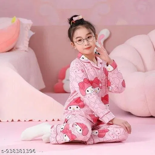 Night Suit for Girls (Pink, 5-6 Years)