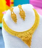 Alloy Choker Necklace with Earrings for Women 