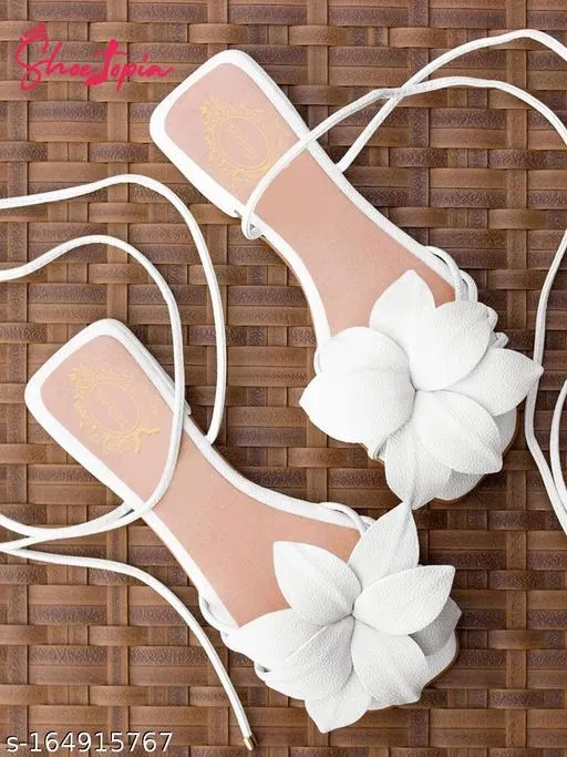Synthetic Open Toe Gladiators for Women (White, IND-4)