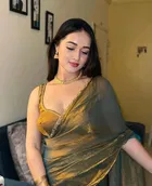 Satin Solid Saree for Women, Gold 