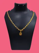 Alloy Gold Plated Pendant with Chain for Men & Women (Gold)