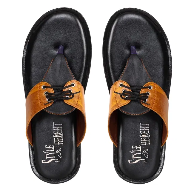 Slippers for Men (Black & Tan, 6)