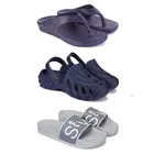 Combo of Sliders with Clogs & Slipper for Men (Multicolor, 6) (Set of 3)