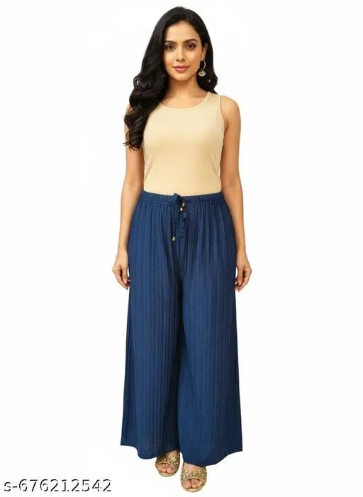 Palazzos for Women (Blue, XL)