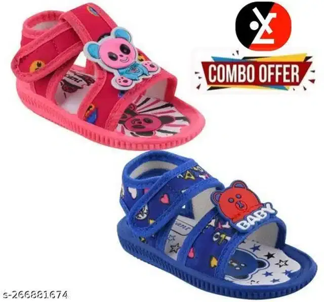 LifeO Sandals for Kids (Pink & Blue, 3-3.5 Years) (Set of 2)