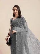 Net Solid Saree for Women 