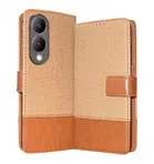 Artificial Leather Flip Cover For Vivo V2315 / Y28 5G / Y17S (Brown)