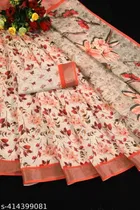 Cotton Linen Printed Saree for Women 