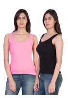 Cotton Blend Camisole for Women (Multicolor, S) (Pack of 2)