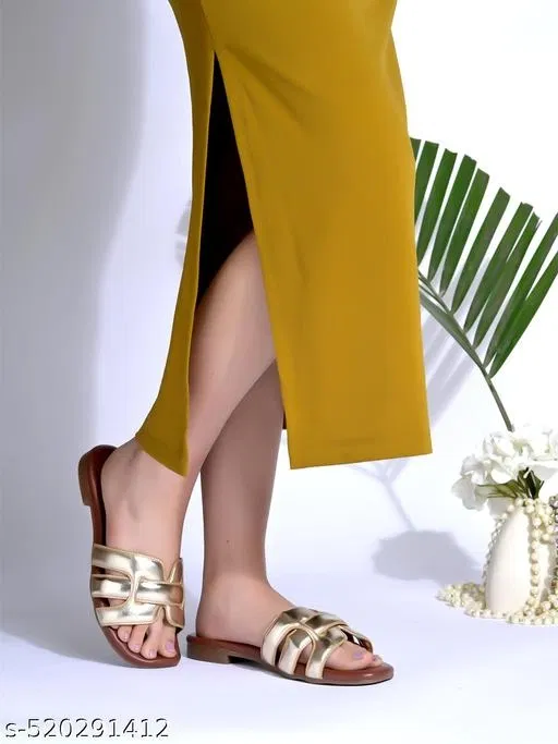 Shoetopia Solid Flat Sandals (Size: IND-9)