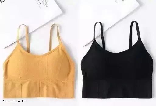 Cotton Blend Bra for Women, Black & Yellow, Pack of 2 (30C)