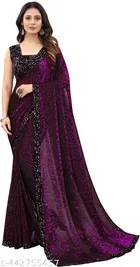 Lycra Sequence Saree for Women 