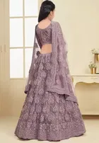 Net Embroidered Semi Stitched Lehenga for Girls 