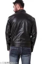 Synthetic Leather Full Sleeves Solid Jacket for Men 
