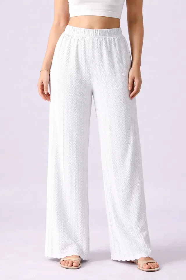 Stylish Palazzo for Women, White (XXL)