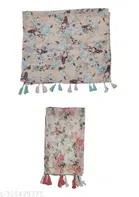 Printed Chiffon Scarves with Tassels for Women, Multicolor, Pack of 2
