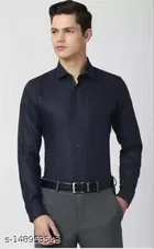 Cotton Blend Solid Full Sleeves Shirt for Men 