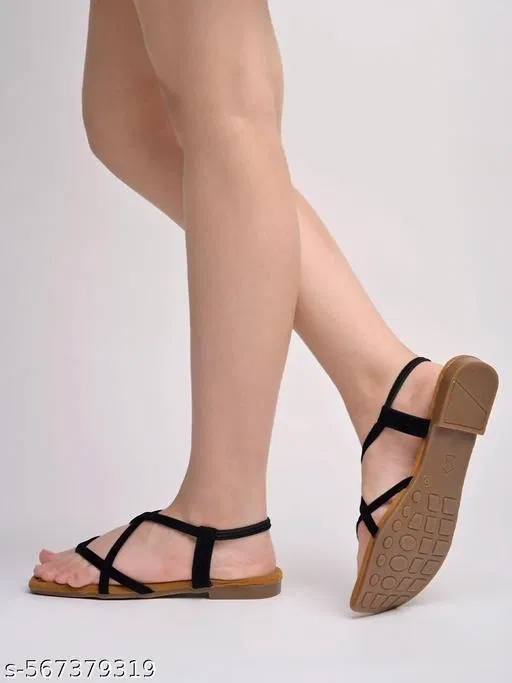 Shoetopia Girls Flat Sandals Black Size 3.0