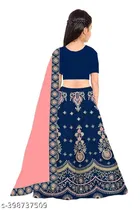 Satin Embroidered Lehenga with Choli & Dupatta for Girls 