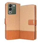 Artificial Leather Mobile Flip Cover for Vivo V2307 / Y200 5G 