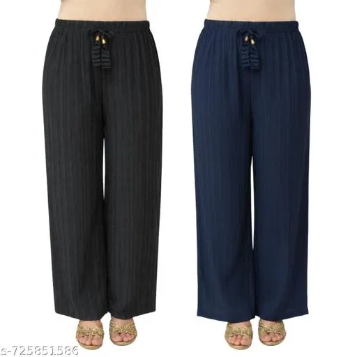 Palazzos for Women, Pack of 2 (Multicolor, M)