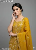 Embroidered Georgette Punjabi/All Over Suits Semi-Stitched Suits 
