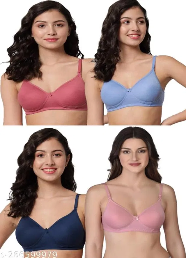 Cotton Blend Solid Padded Bra for Women (Multicolor, 36B) (Pack of 4)