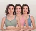 Nylon Bra for Women, Multicolour, Pack of 3 