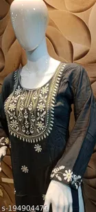 Rayon Slub Embroidered Kurti for Women 