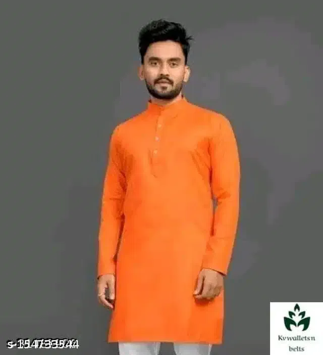 Full Sleeves Kurta for Men (Orange, L)