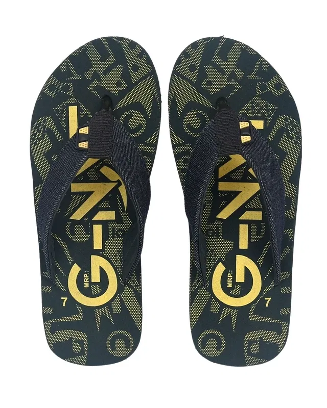 Slippers for Men (Black & Yellow, 7)