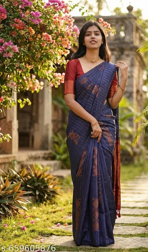 Banarasi Silk Party Saree for Women (Black, Free Size)