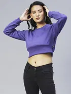 Women's Corset Fit Round Neck Sweatshirt 