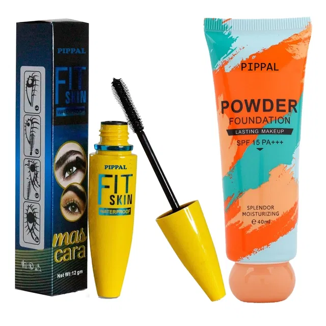 Pippal Orange Tube Powder Fondation (40 ml) with Fit Skin Mascara (12 ml) (Set of 2)