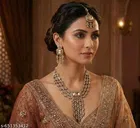 Mehandi Finish Gold Shadow Sparkle Necklace Set for Women 