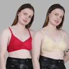 Cotton Solid Non Padded Bra for Women, Multicolour, Pack of 2 