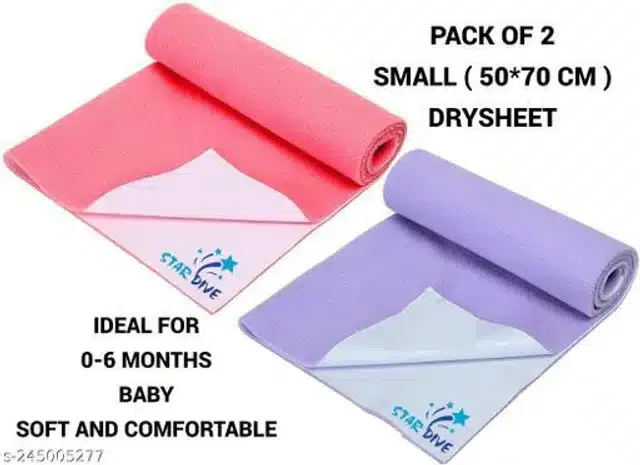 Cotton Mattress Protection Sheet (Pink & Purple, 28x20 inches) (Pack of 2)