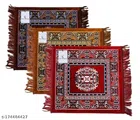 Cotton Pooja Mat (Multicolor, 19x19 inches) (Pack of 3)