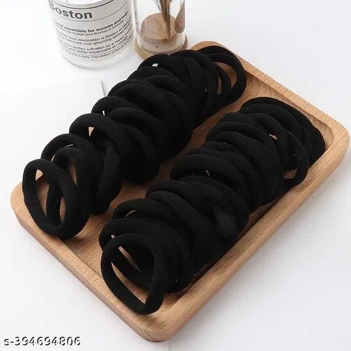 Everyday Rubber Bands for Women (Black, Pack of 30)