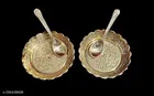 Laxmi Ganesh Ji Brass Bowl and Spoon Set, Pack of 5 
