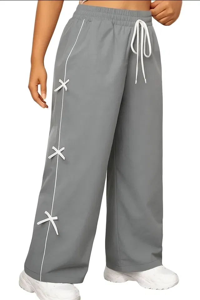 Loose Fit Solid Trackpants for Women (Grey, 28)