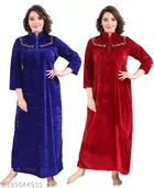 Velvet Nightdress Set for Women 