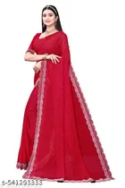 Georgette Saree for Women, Red 