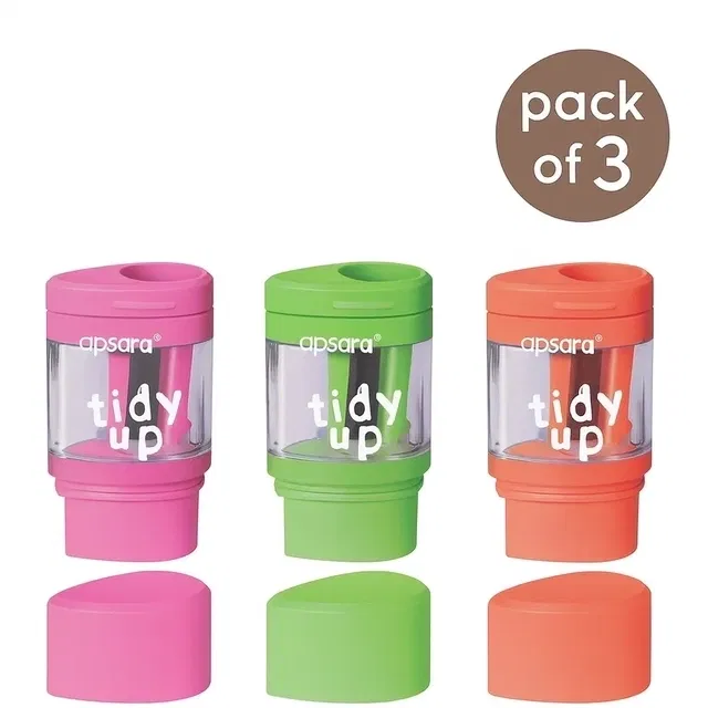 Apsara Tidy Up Sharpener + Eraser Blister Pack [Pack of 3]
