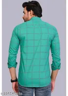 Cotton Blend Checkred Shirt for Men, Green 