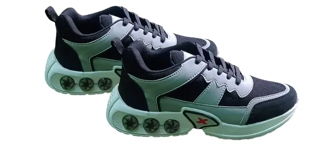 Densu Casual Shoes for Men (Grey & Black, 10) Teen Bindi